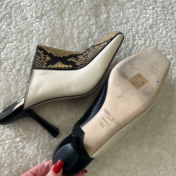 JIMMY CHOO Marcel 85mm Snake-effect Leather Mules - Picture 15 of 17